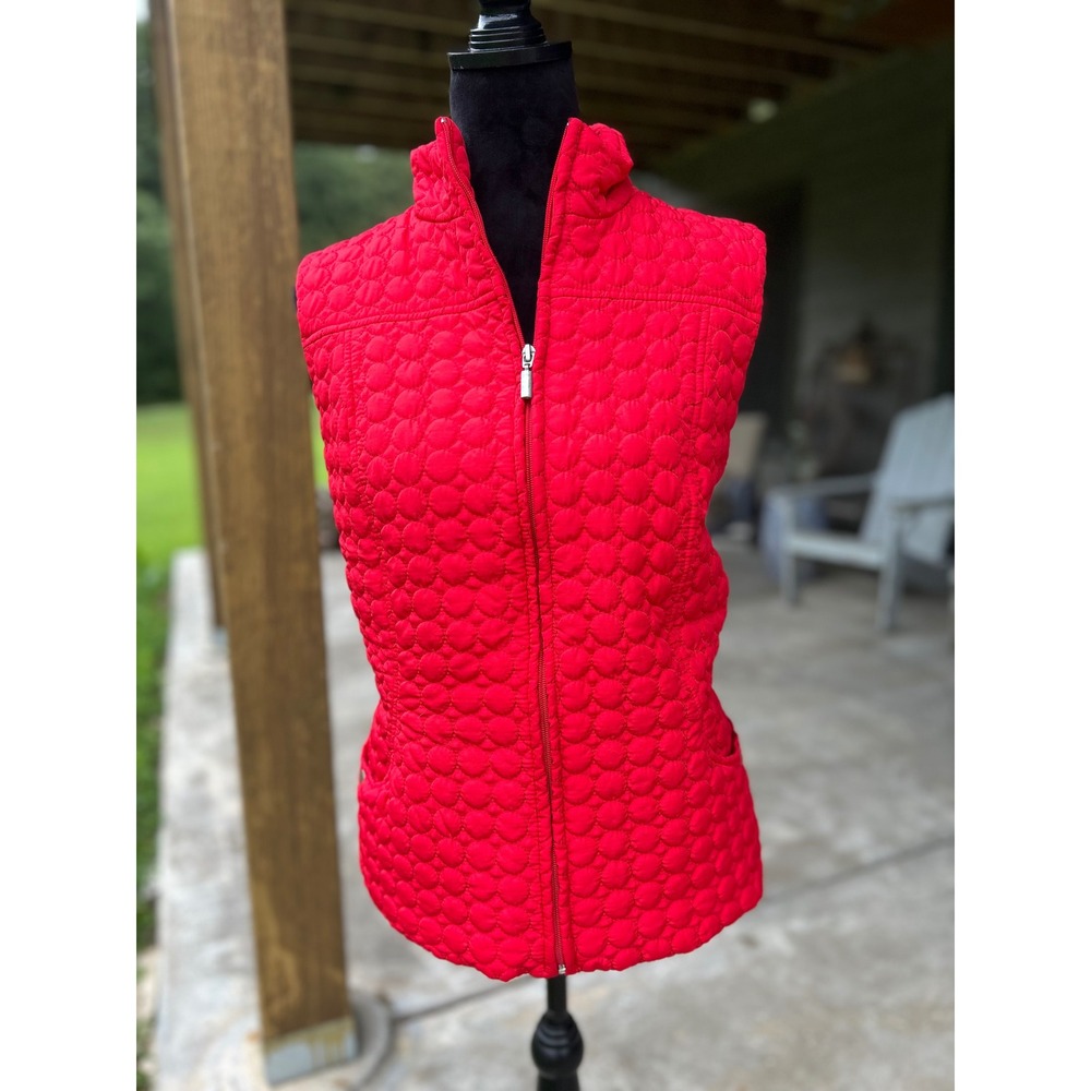 New Directions Quilted Puffer Vest Women XL Red Excellent Zip Up Pockets Fall